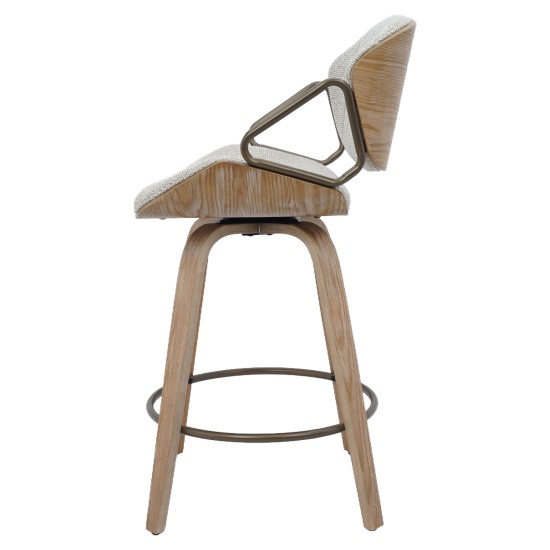 Σκαμπό Bar  MIRALIS Μπεζ/Φυσικό 52x52x93cm