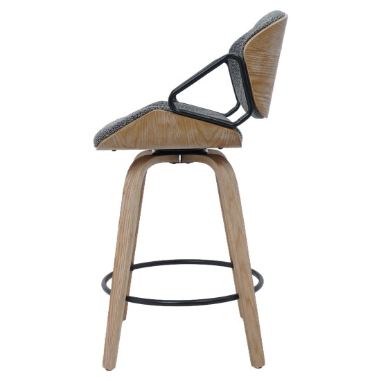 Σκαμπό Bar  MIRALIS Σκούρο Γκρι/Φυσικό 52x52x93cm