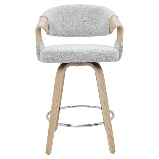 Σκαμπό Bar  VIONARA Ανοιχτό Γκρι/Φυσικό 55x52.5x95cm