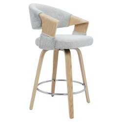 Σκαμπό Bar  VIONARA Ανοιχτό Γκρι/Φυσικό 55x52.5x95cm