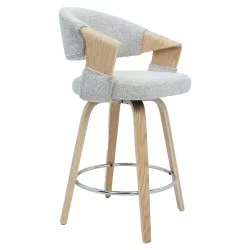 Σκαμπό Bar  VIONARA Ανοιχτό Γκρι/Φυσικό 55x52.5x95cm