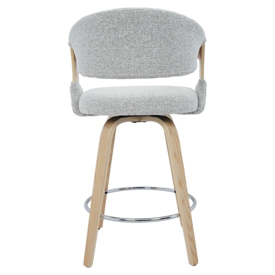 Σκαμπό Bar  VIONARA Ανοιχτό Γκρι/Φυσικό 55x52.5x95cm