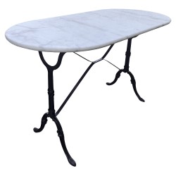 Τραπέζι Κήπου  OVALIS Λευκό/Μαύρο Μάρμαρο/Μέταλλο 120x60x71cm