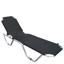 Ξαπλώστρα Παραλίας  ADRENOX Μαύρο/Ασημί Αλουμίνιο/Textilene 195x60x30cm