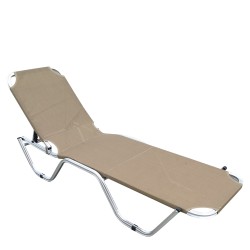 Ξαπλώστρα Παραλίας  ADRENOX Μόκα/Ασημί Αλουμίνιο/Textilene 195x60x30cm