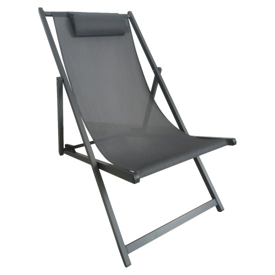Καρέκλα Παραλίας  LORIS Γκρι Αλουμίνιο/Textilene 100x60x97cm