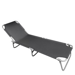 Ξαπλώστρα Παραλίας  BRINA Γκρι/Ασημί Αλουμίνιο/Textilene 190x59x26cm