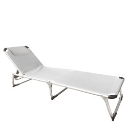 Ξαπλώστρα Παραλίας  RENOA Λευκό/Ασημί Αλουμίνιο/Textilene 188x58x28/80cm