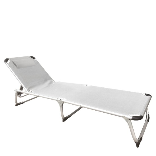 Ξαπλώστρα Παραλίας  RENOA Λευκό/Ασημί Αλουμίνιο/Textilene 188x58x28/80cm