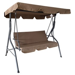 Κούνια  LEMONA Μόκα/Γκρι Μέταλλο/Polyester 174x110x200cm