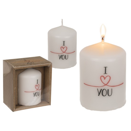 Κερί Κύλινδρος ‘I Love You’ Λευκό 6x8cm Κερί Κύλινδρος ‘I Love You’ Λευκό 6x8cm