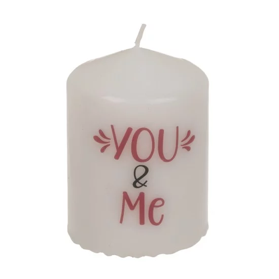 Κερί Κύλινδρος ‘You & Me’ Λευκό 6x8cm