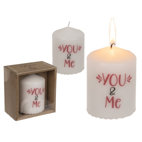 Κερί Κύλινδρος ‘You & Me’ Λευκό 6x8cm Κερί Κύλινδρος ‘You & Me’ Λευκό 6x8cm