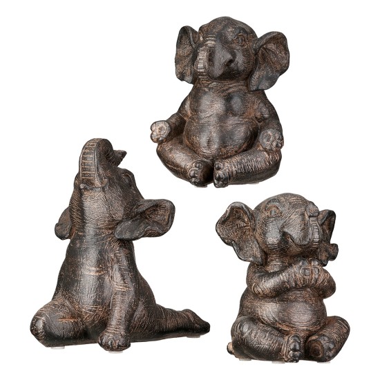 Figure Elephant Synthetic Resin Brown Ποικιλία 3 φορές 10X15X16Cm 10X15X16Cm Figure Elephant Synthetic Resin Brown Ποικιλία 3 φορές 10X15X16Cm 10X15X16Cm