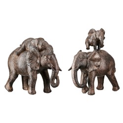 Figure Elephant Synthetic Resin Brown 2 Assorted 18X10X20Cm 18X10X20Cm
