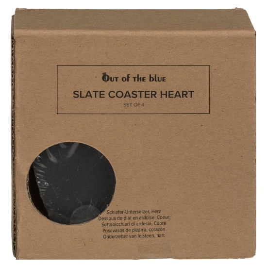 Σουβέρ Καρδιά Μαύρο Πέτρα 10cm Σετ 4Τμχ