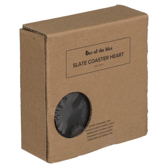 Σουβέρ Καρδιά Μαύρο Πέτρα 10cm Σετ 4Τμχ