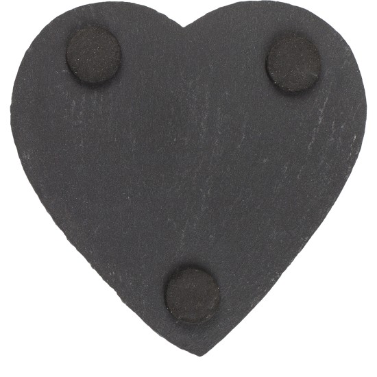 Σουβέρ Καρδιά Μαύρο Πέτρα 10cm Σετ 4Τμχ