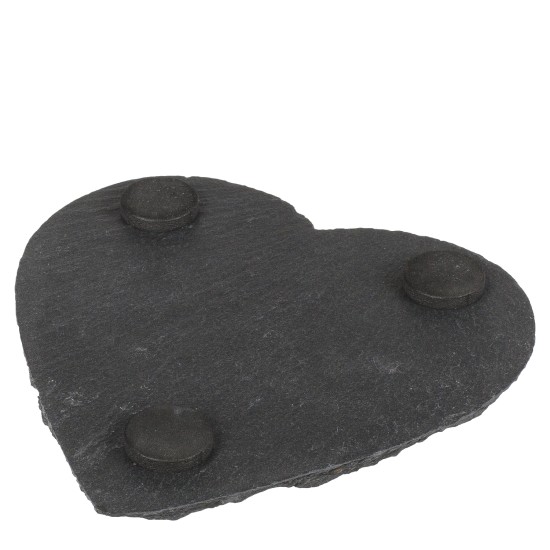 Σουβέρ Καρδιά Μαύρο Πέτρα 10cm Σετ 4Τμχ