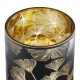 Φανάρι Καταιγίδας Cylindrical "Ginkgo" Ginkgo Motif Γυάλινο Μαύρο PU 18 H. cm D. 7 cm