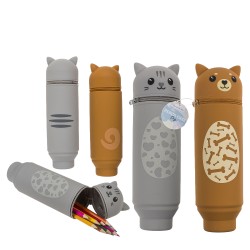 Κασετίνα Γατούλα/Σκυλάκι Με Φερμουάρ Σιλικόνη 18x6cm Σε 2 Σχέδια