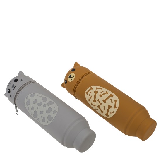 Κασετίνα Γατούλα/Σκυλάκι Με Φερμουάρ Σιλικόνη 18x6cm Σε 2 Σχέδια