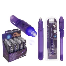 Στυλό Με Αόρατο Μελάνι Και Φακό UV Μοβ Πλαστικό