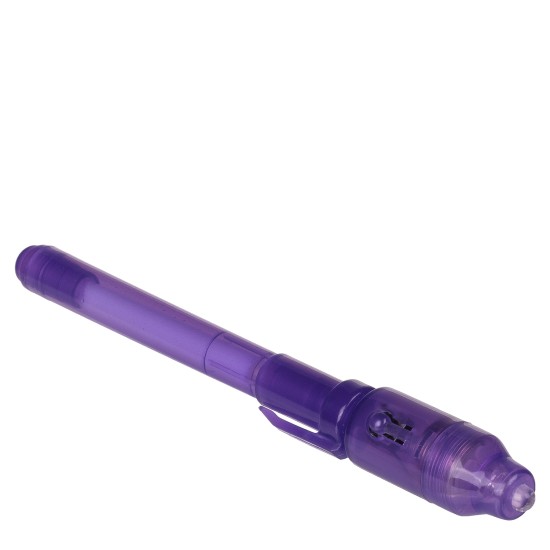 Στυλό Με Αόρατο Μελάνι Και Φακό UV Μοβ Πλαστικό