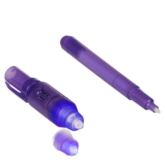 Στυλό Με Αόρατο Μελάνι Και Φακό UV Μοβ Πλαστικό