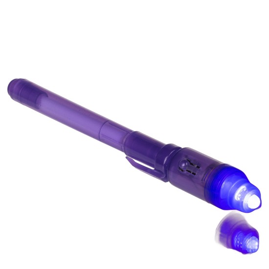 Στυλό Με Αόρατο Μελάνι Και Φακό UV Μοβ Πλαστικό