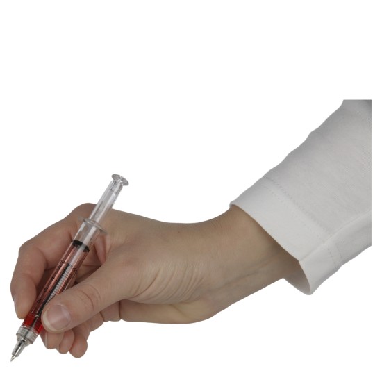 Στυλό Σύριγγα Με Κόκκινο Μελάνι Διάφανο Πλαστικό 13cm