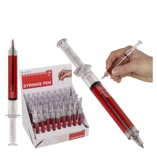 Στυλό Σύριγγα Με Κόκκινο Μελάνι Διάφανο Πλαστικό 13cm