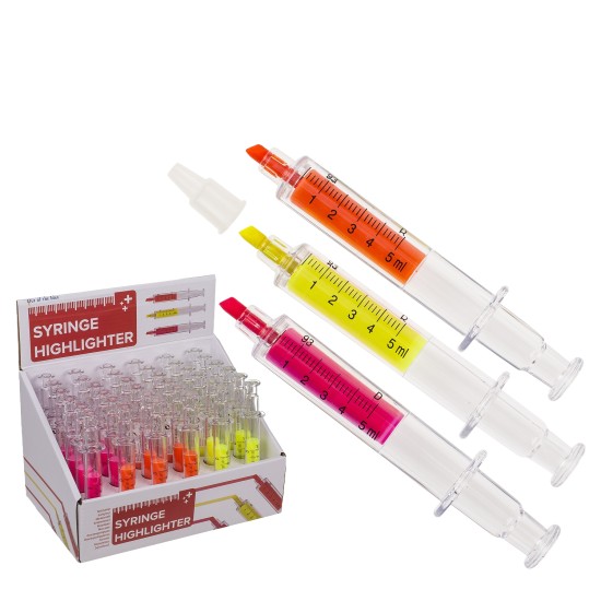 Μαρκαδόρος Υπογραμμίσεως Σύριγγα Πλαστικό 10x8cm Σε 4 Χρώματα