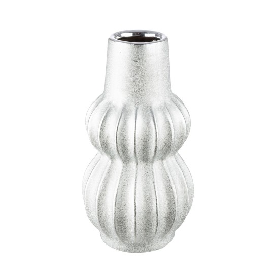 Βάζο Κεραμικό Ασημί χρώμα D12X22Cm D12X22Cm Βάζο Κεραμικό Ασημί χρώμα D12X22Cm D12X22Cm