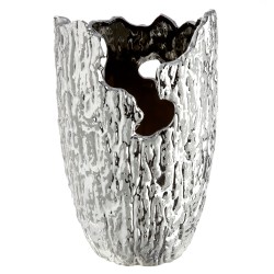 Βάζο Κωνικό Κεραμικό Ασημί Χρώμα D14X22Cm D14X22Cm