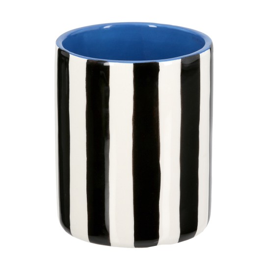 Βάζο Ριγέ Κεραμικό Μαύρο Λευκό D10X13Cm D10X13Cm Βάζο Ριγέ Κεραμικό Μαύρο Λευκό D10X13Cm D10X13Cm