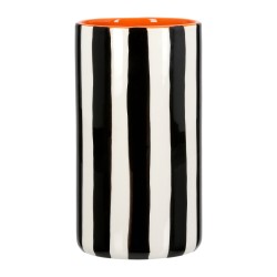 Βάζο Ριγέ Κεραμικό Μαύρο Λευκό D9X17Cm D9X17Cm