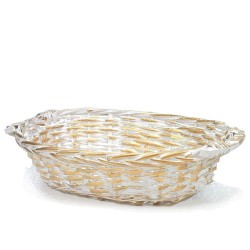 Καλάθι Οβάλ Λευκό/Χρυσό 38x28cm Καλάθι Οβάλ Λευκό/Χρυσό 38x28cm