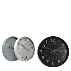 Ρολόι Τοίχου Μαύρο/Γκρι/Ασημί Πλαστικό Φ38cm Σε 3 Χρώματα