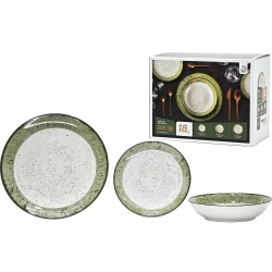 Σετ Πιάτων Demetra Πράσινο/Λευκό Πορσελάνη 26.7cmx20.3cmx19.1cm 18Τμχ