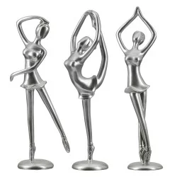 Φιγούρα Μπαλαρίνα 'Adeline' Πολυρεζίνη Ασημί 3Τμχ 9.5x10x29.5cm