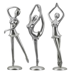 Φιγούρα Μπαλαρίνα 'Adeline' Πολυρεζίνη Ασημί 3Τμχ 9.5x10x29.5cm