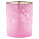 Φανάρι Καταιγίδας Cylindrical "Tropic" Leaf Motif Γυάλινο Πράσινο Pink PU 18 Pcs. Assorted H. cm D. 7 cm