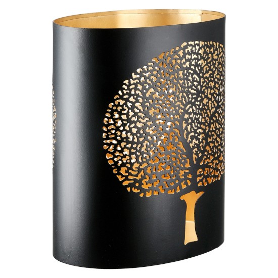 Φανάρι Καταιγίδας Cylindrical "Solitary Tree" Δέντρο Motif Μέταλλο Μαύρο Χρυσό PU 14x10x15cm Φανάρι Καταιγίδας Cylindrical "Solitary Tree" Δέντρο Motif Μέταλλο Μαύρο Χρυσό PU 14x10x15cm
