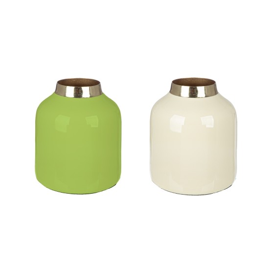 Βάζο "Roro" Μέταλλο Cream Πράσινο PU Pcs. Assorted H. 10 cm D. 85 cm Βάζο "Roro" Μέταλλο Cream Πράσινο PU Pcs. Assorted H. 10 cm D. 85 cm