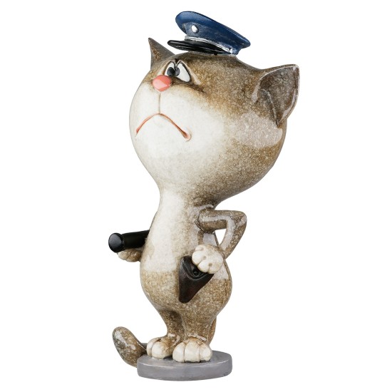 Φιγούρα Cat "Policeman" Πολυμερές Γκρι PU 4 8x6x13.5cm