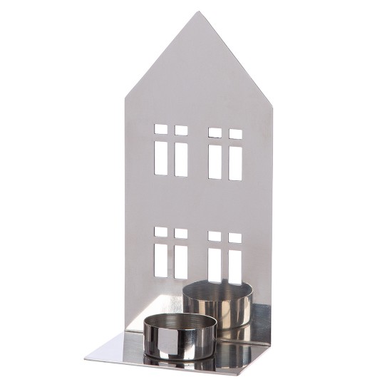 Κηροπήγιο Σπιτάκι 'Casita' Ατσάλι Ασημί 8x11.5x25cm Κηροπήγιο Σπιτάκι 'Casita' Ατσάλι Ασημί 8x11.5x25cm