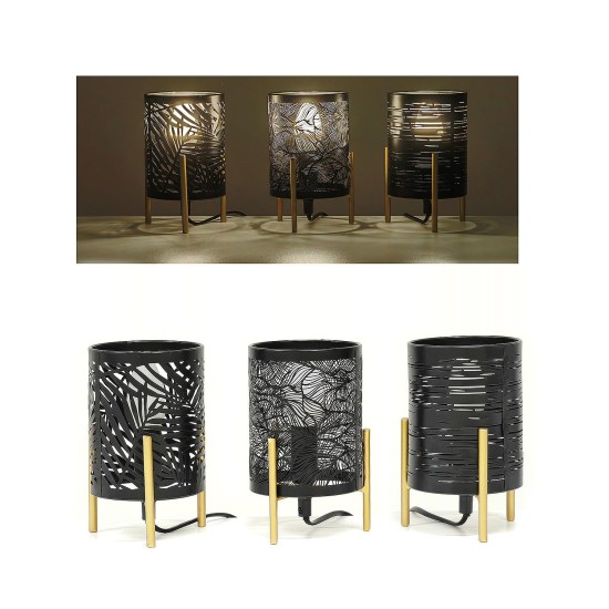 Φωτιστικό Επιτραπέζιο Με Χρυσά Πόδια Μαύρο Μέταλλο Φ12x18.5cm Σε 3 Σχέδια - ART-06511307