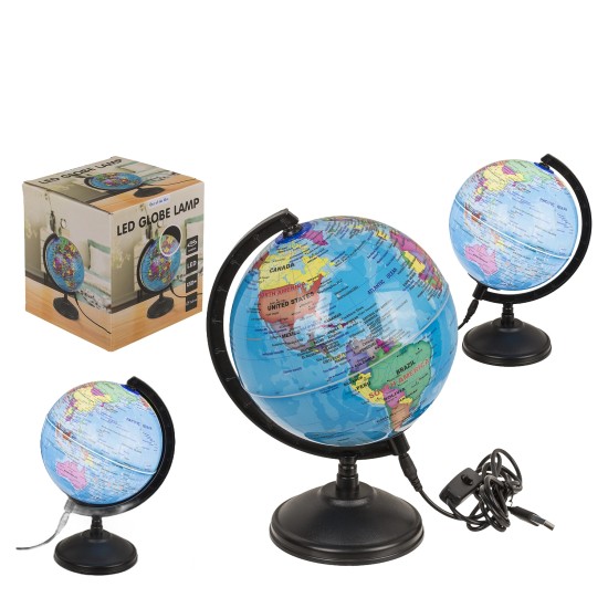 Φωτιστικό Επιτραπέζιο LED Υδρόγειος Με Καλώδιο USB Πλαστικό 11.5cm