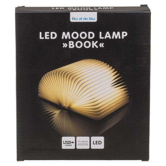 Λάμπα LED Ατμόσφαιρας Επιτραπέζια Βιβλίο Με Εξώφυλλο Δερματίνης Επαναφορτιζόμενη Καφέ 17x13cm